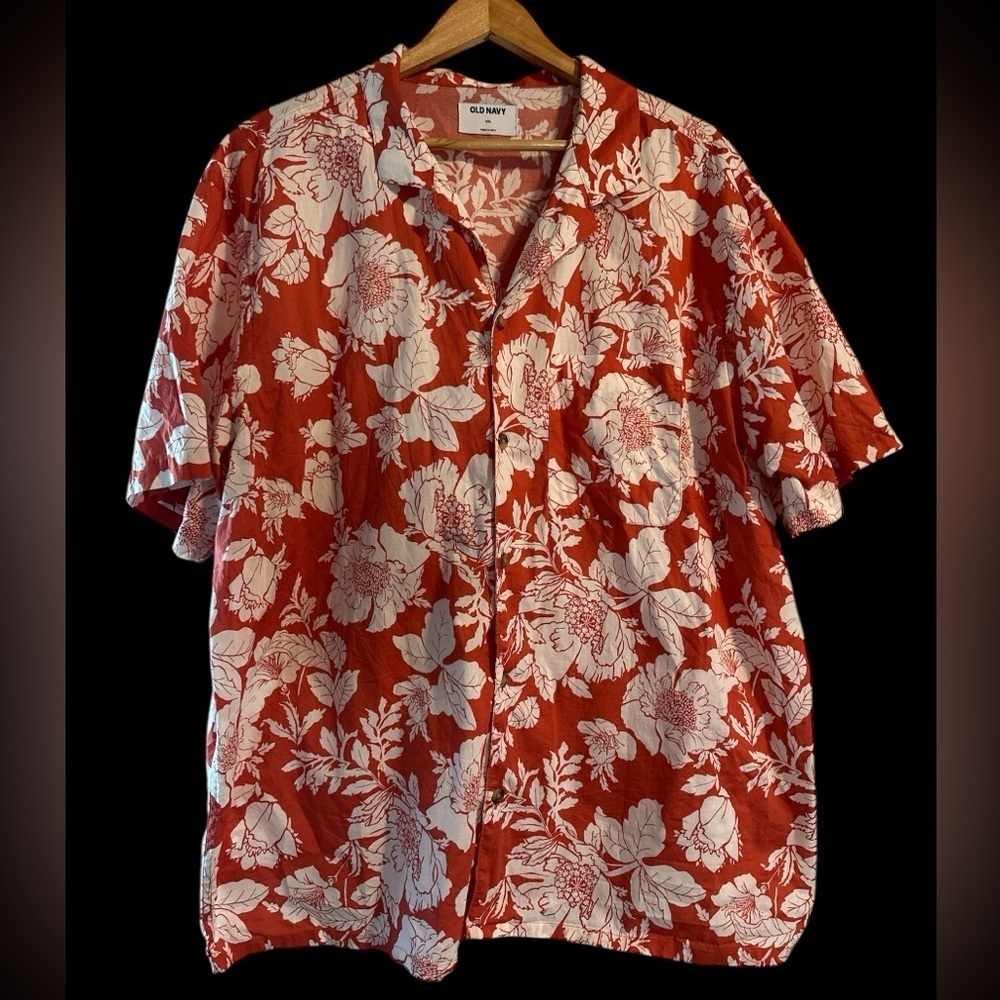 Old Navy Red and White Casual Button Down Shirt